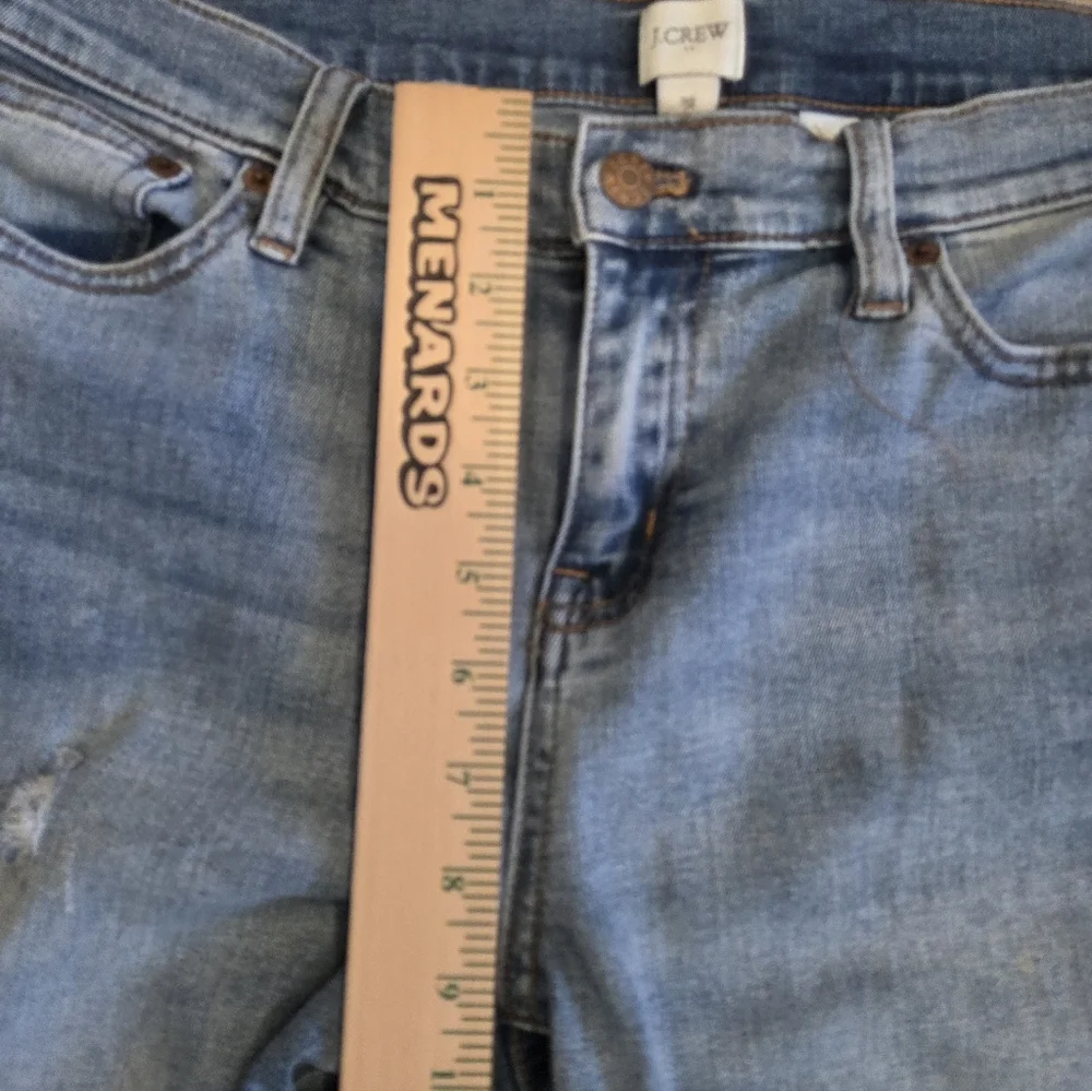 J Crew Jeans Womens Sz 30 Light Wash Distressed Straight Leg Denim Pants Stretch